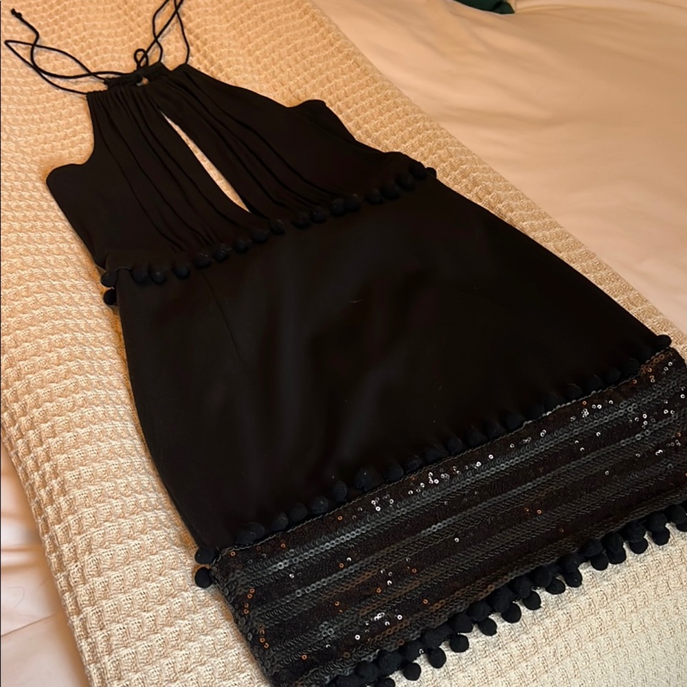 Elegant Black Mini Dress with Sequin Details